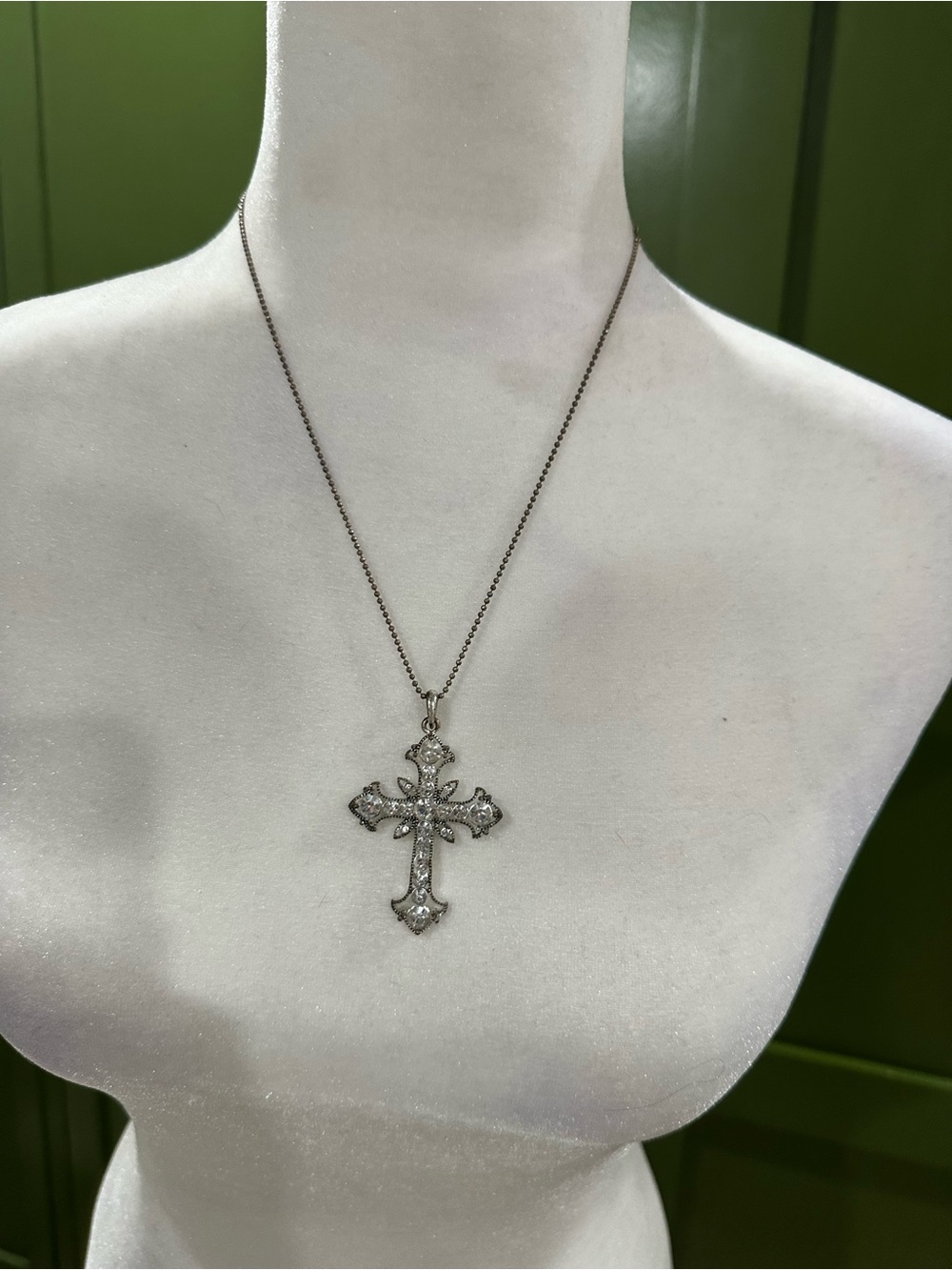 Premier Designs Silver Crystal Cross Pendant Necklace